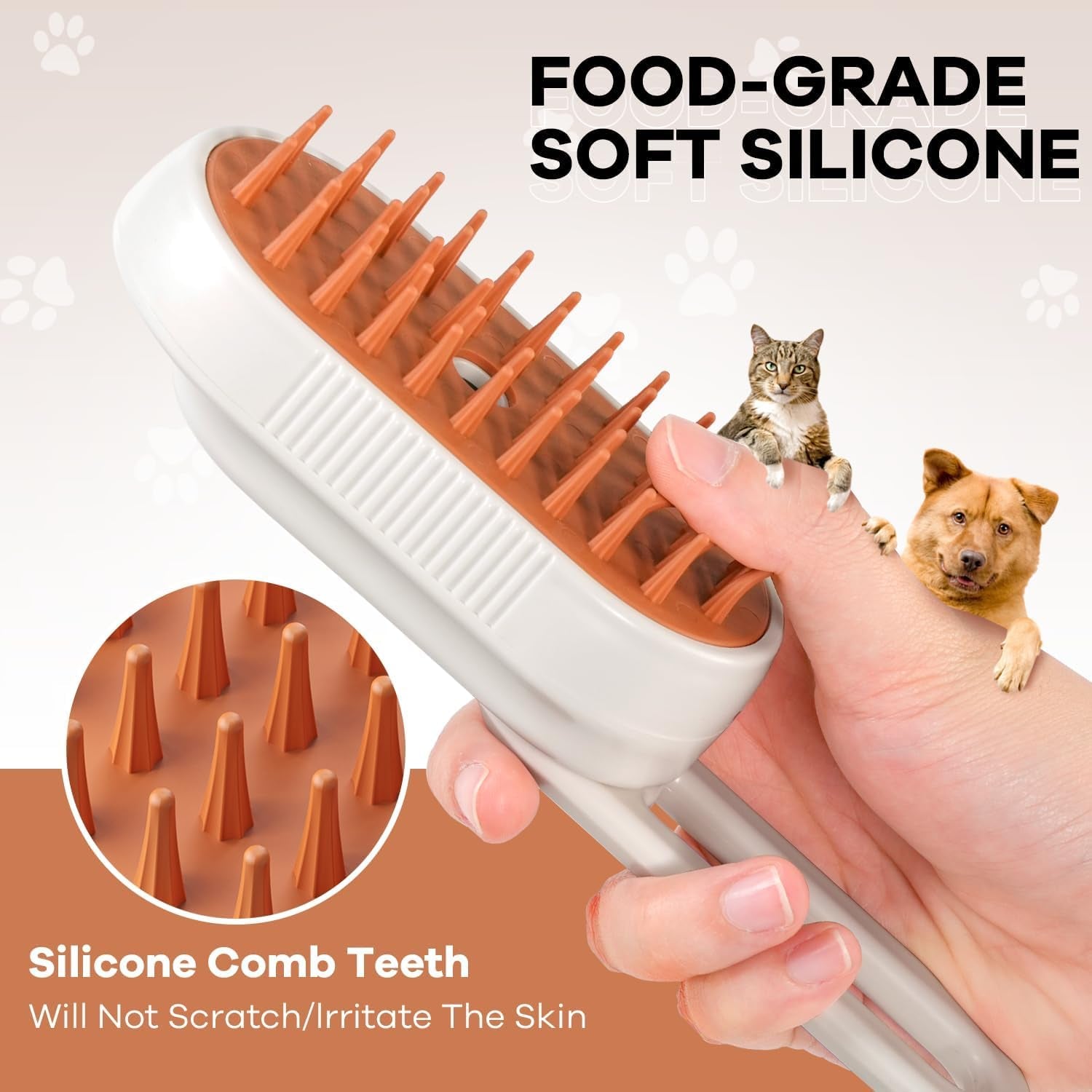 Cat Steam Brush, 5 in 1 Rechargeable Steam Pet Brushes for Long Short Hair Cats Dogs Rabbits with Water Tank, for Dog and Cat Skin Care, Demixing, Relaxing Massage