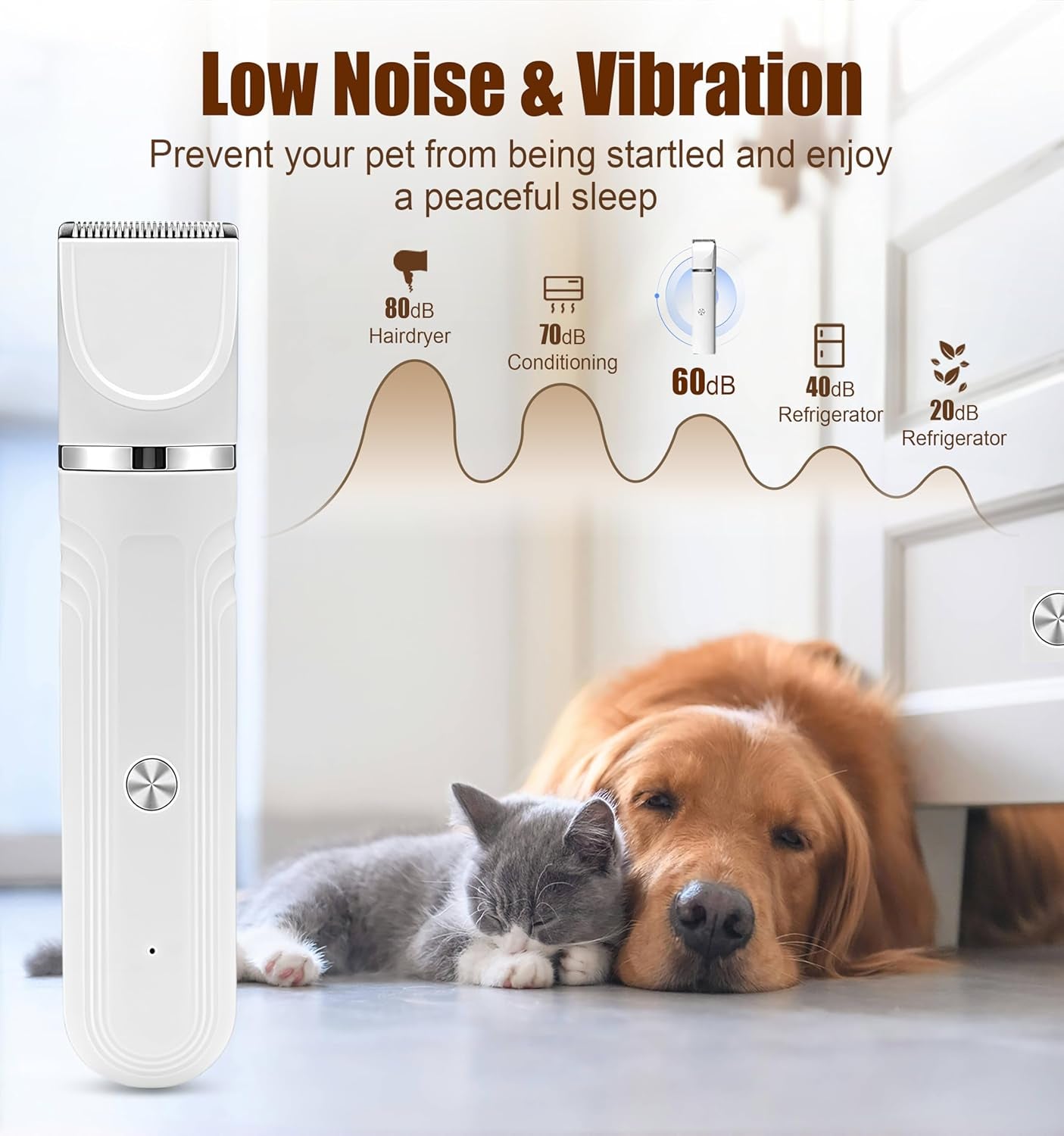 4 in 1 Dog Clippers Professional, Dogs Grooming Clippers Kit, Rechargeable Pet Paws Trimmer, with Stainless Steel Scissors Combs, Dog/Cat Shaver for Paws, Claws, Eyes, Ears, Face