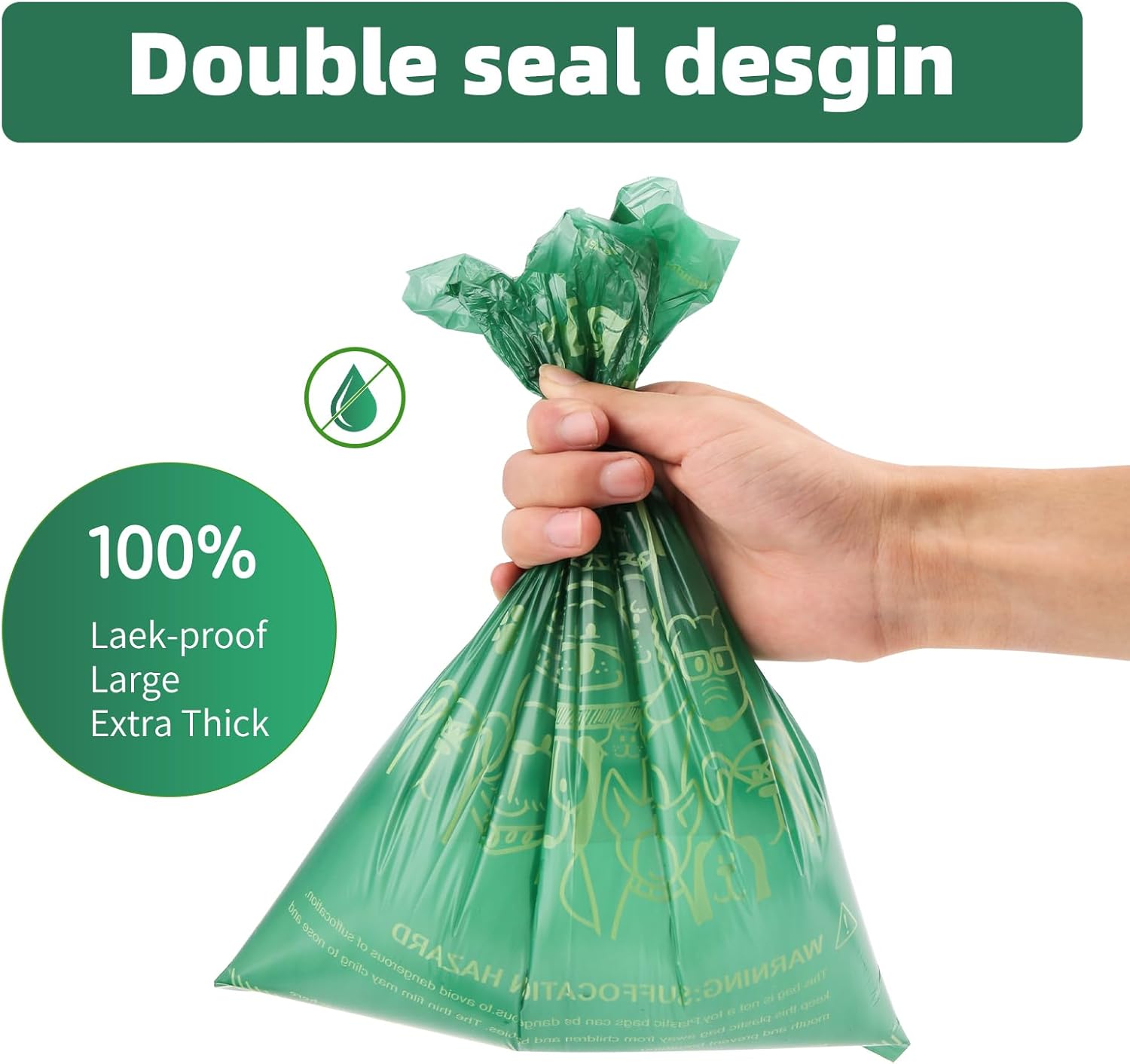 240 Biodegradable Dog Waste Bags - 24 Rolls of Extra Thick, Leak-Proof, Coreless Poop Bags in Green