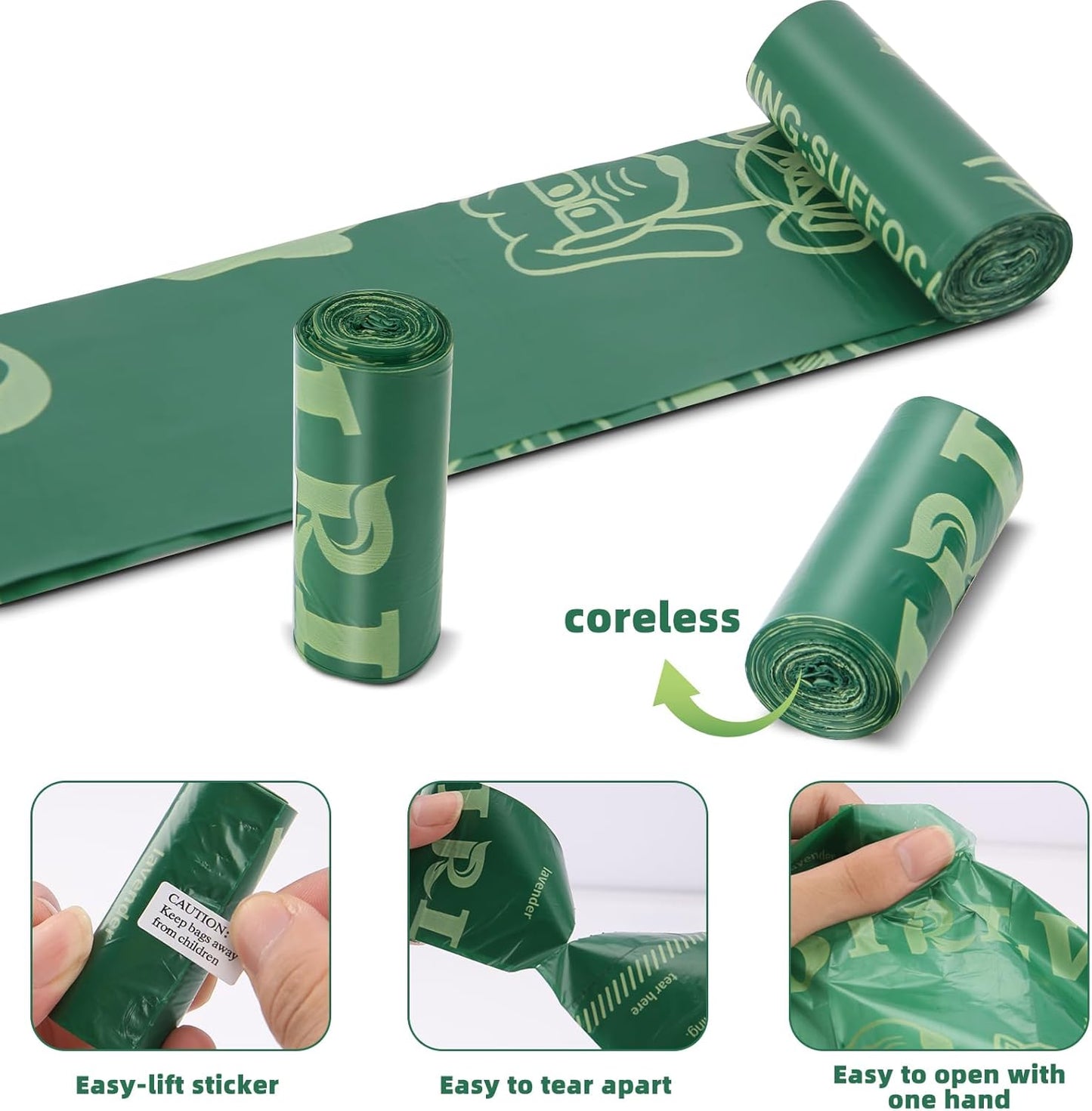 240 Biodegradable Dog Waste Bags - 24 Rolls of Extra Thick, Leak-Proof, Coreless Poop Bags in Green