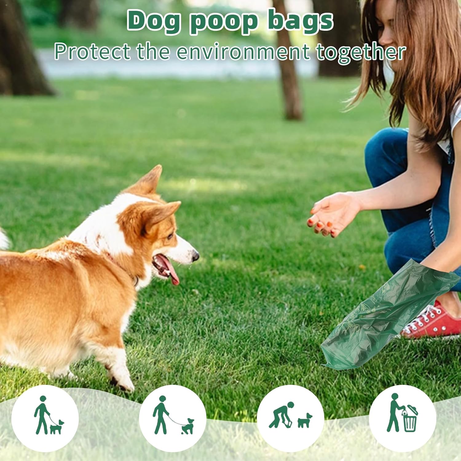 240 Biodegradable Dog Waste Bags - 24 Rolls of Extra Thick, Leak-Proof, Coreless Poop Bags in Green