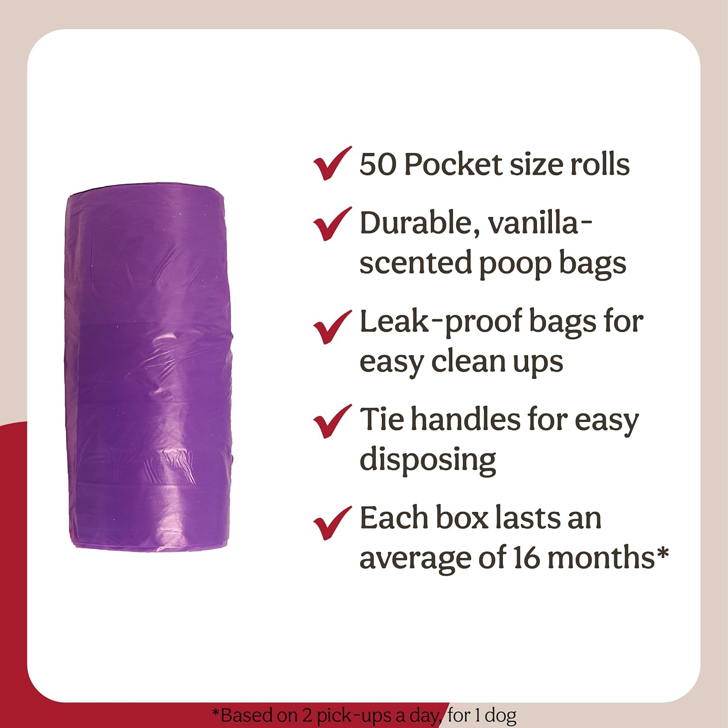 Eco-Friendly Dog Waste Bags 1000, 50 Refill Rolls, Vanilla Scented, Made from Recycled Materials