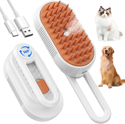 Cat Steam Brush, 5 in 1 Rechargeable Steam Pet Brushes for Long Short Hair Cats Dogs Rabbits with Water Tank, for Dog and Cat Skin Care, Demixing, Relaxing Massage